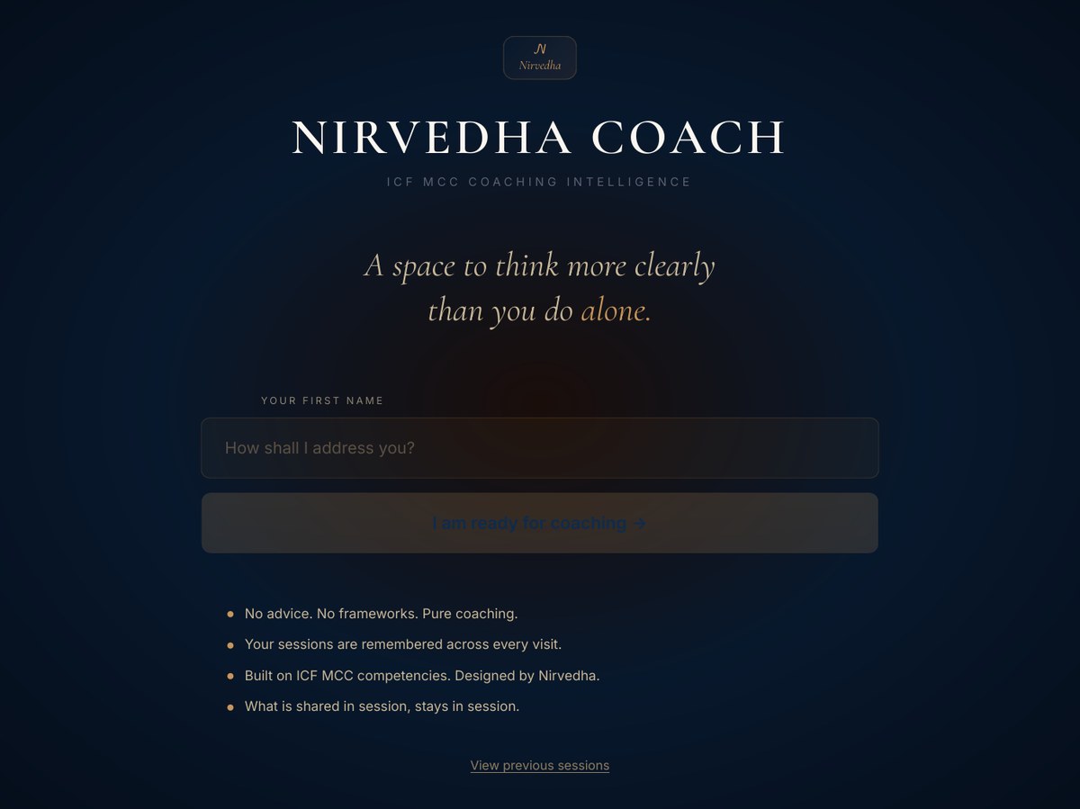 coach.nirvedha.com screenshot