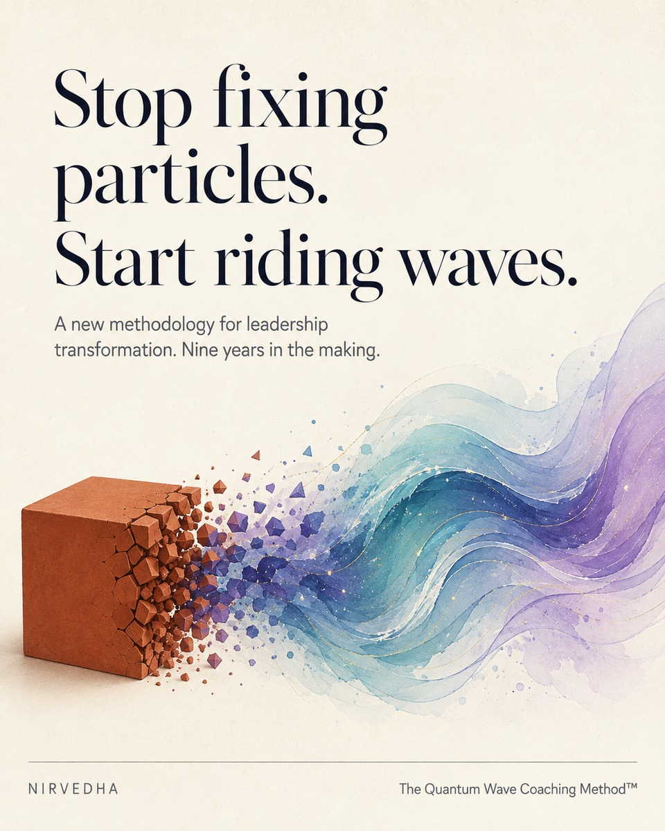 Cover slide: The Quantum Wave Coaching Method™ — stop fixing particles, start riding waves.